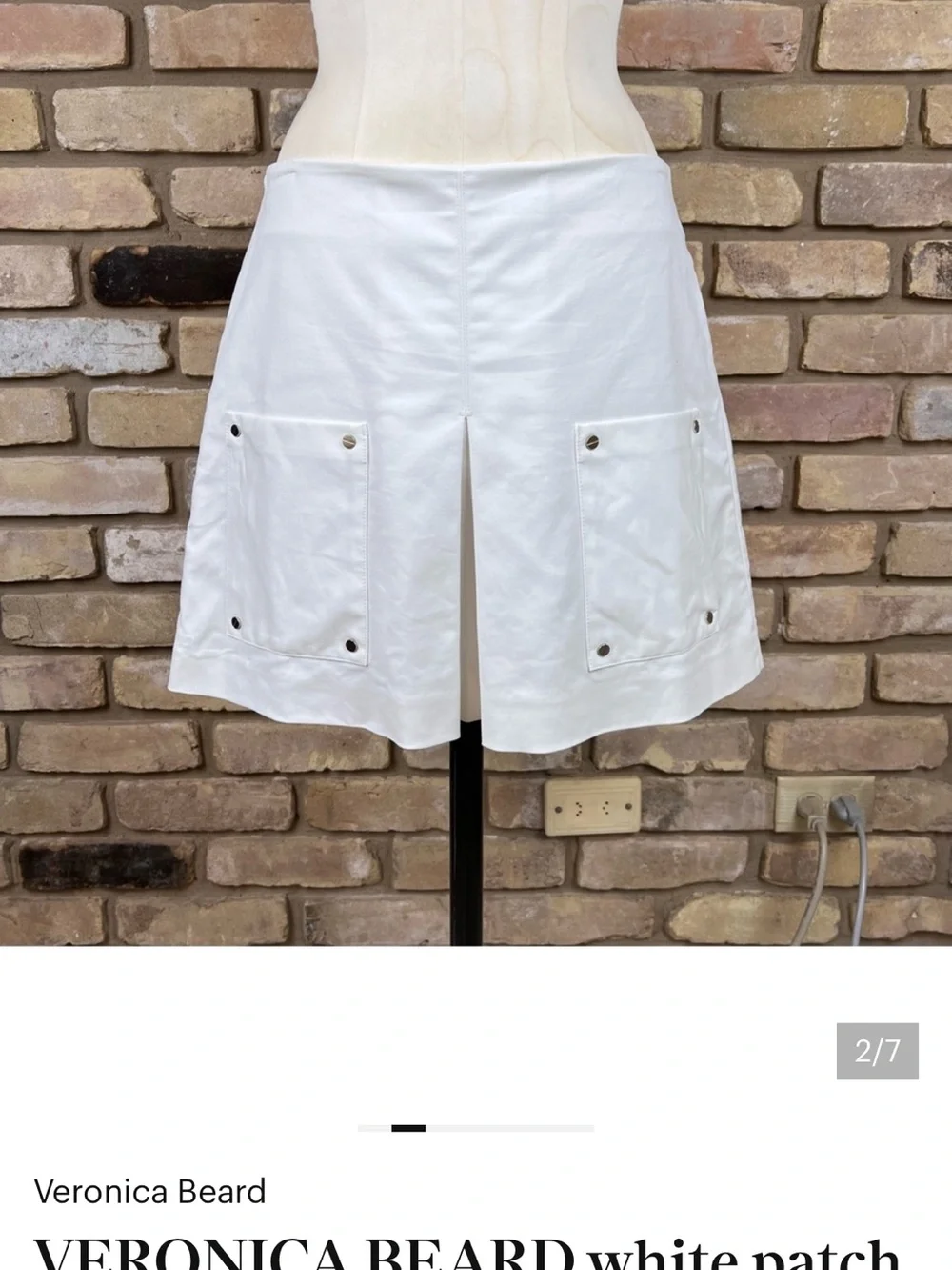 Veronica Beard White Patch-Pocket Mini Skirt